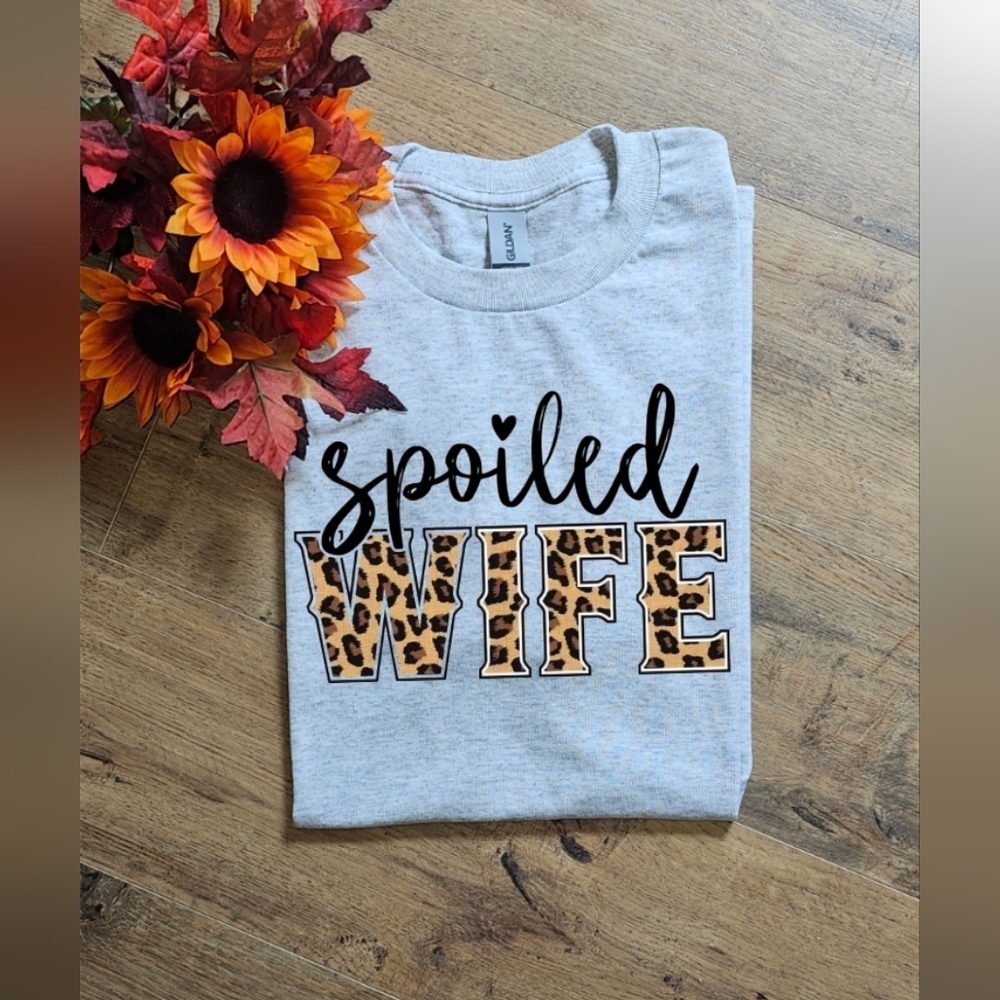 Cute Spoiled Wife Trendy Cheetah Print T Shirt